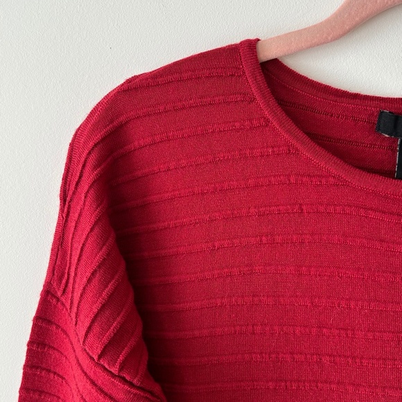 Calvin Klein Red Wool Blend Ribbed Crewneck Sweater - Picture 4 of 16
